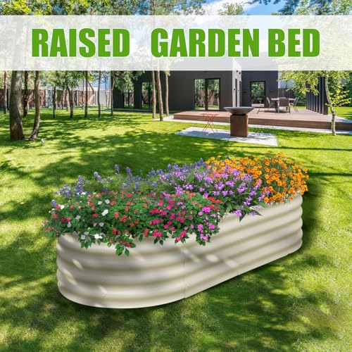 Galvanized Raised Garden Bed, 4x2x1ft Oval Metal Planter Box for Outdoor Vegetables T107625