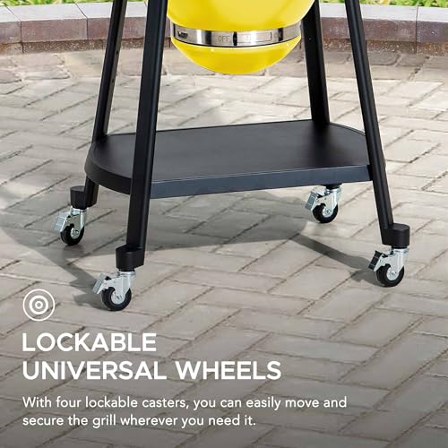 Charcoal Kamado Grill with Pizza Stone and Wheels Q84418