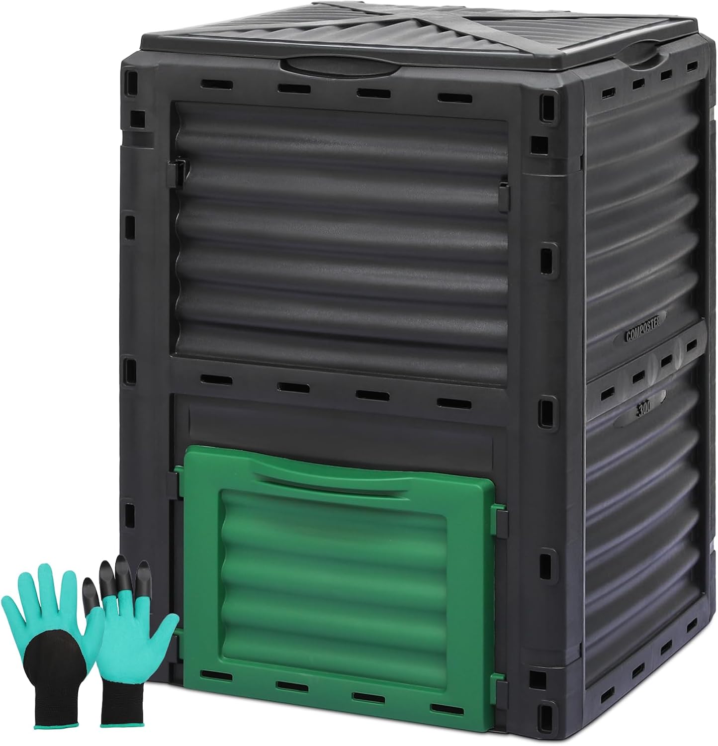 Magshion 80 Gal Garden Composer Bin from BPA Free Material, Large Compost Bin All-Season Outdoor Compost Box Easy Assembling, Lightweight, Fast Creation of Fertile Soil