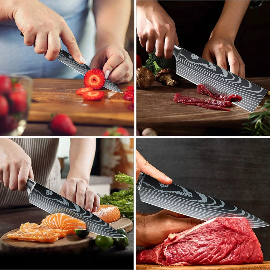 8 Piece Kitchen Chef Knife Set, 3.5-8 Inch, Stainless Steel F15189