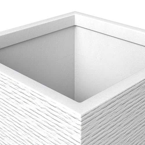 Basalt Fiberstone and MGO Clay Planter, Tall Square Planter Pot for Indoor and Outdoor, Black, 31 Inch U3063