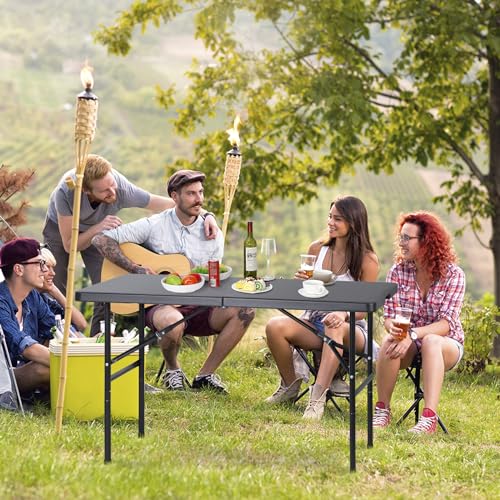 Portable 4 Foot Plastic Folding Table, Indoor Outdoor Heavy Duty, White R80992