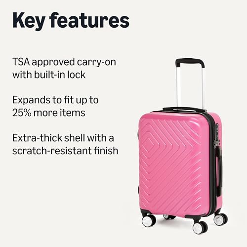 Carry-On Luggage with 8 Spinner Wheels, TSA Lock, Expandable, Navy Blue V3907