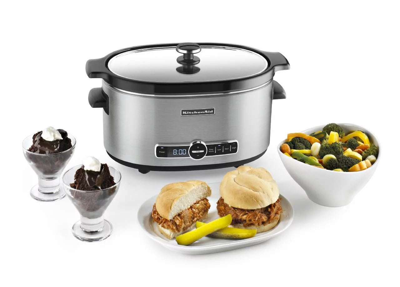 6-Quart Slow Cooker with Glass Lid, Stainless Steel C13212