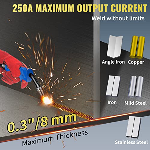 250Amp MIG Welder 3 in 1, 220V Flux Core/Gas/Solid Wire, Digital Multiprocess M104