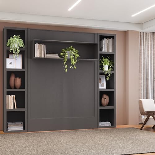 Queen Murphy Wall Bed with Two Bookshelves Y365306