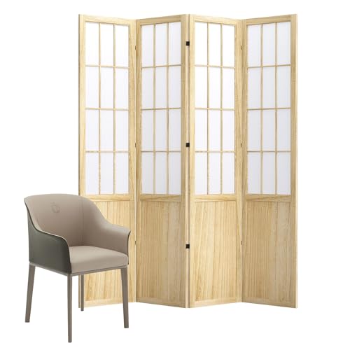 Japanese Shoji Folding Room Divider, 4 Panels, Black T762554