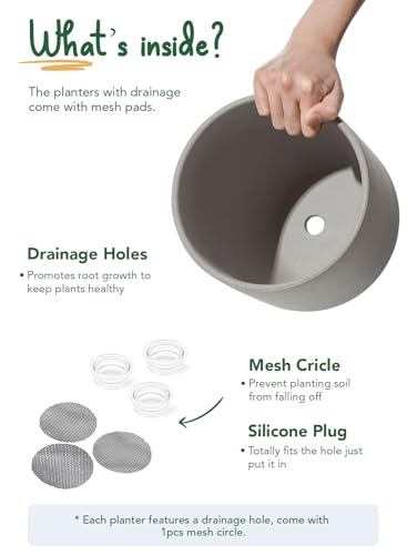 Ceramic Plant Pots with Drainage Hole, Set of 3, White B823