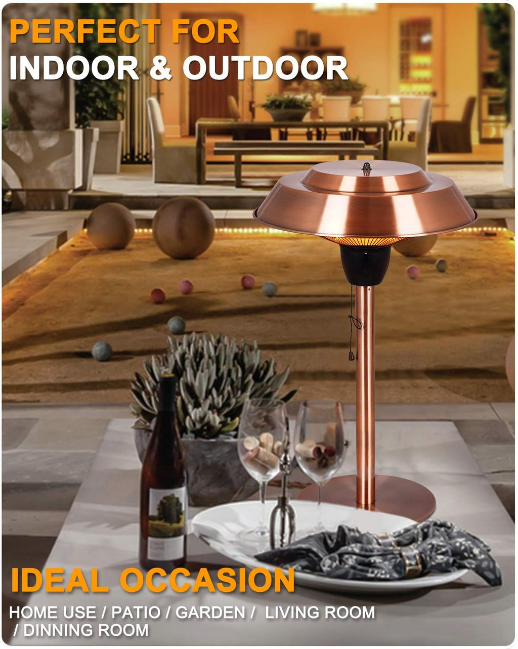 Electric Patio Heater, 1500W Infrared Outdoor Tabletop Heater R802