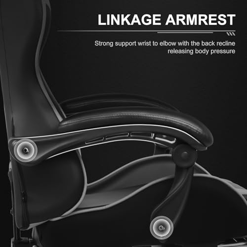 Gaming Chair with Footrest and Lumbar Support, Height Adjustable, 360° Swivel, Blue U7447