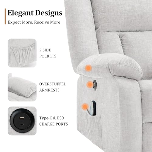 Swivel Glider Recliner Chair with Massage and Heating U85854