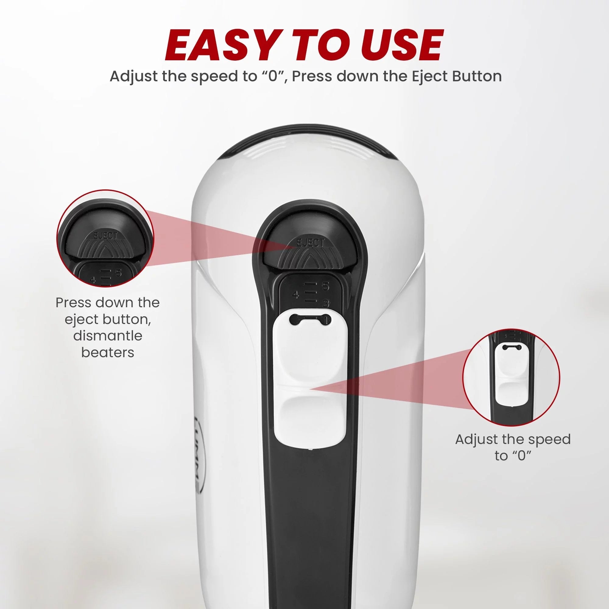 Hand Mixer 250W with 5 Speeds and Eject Button T457405
