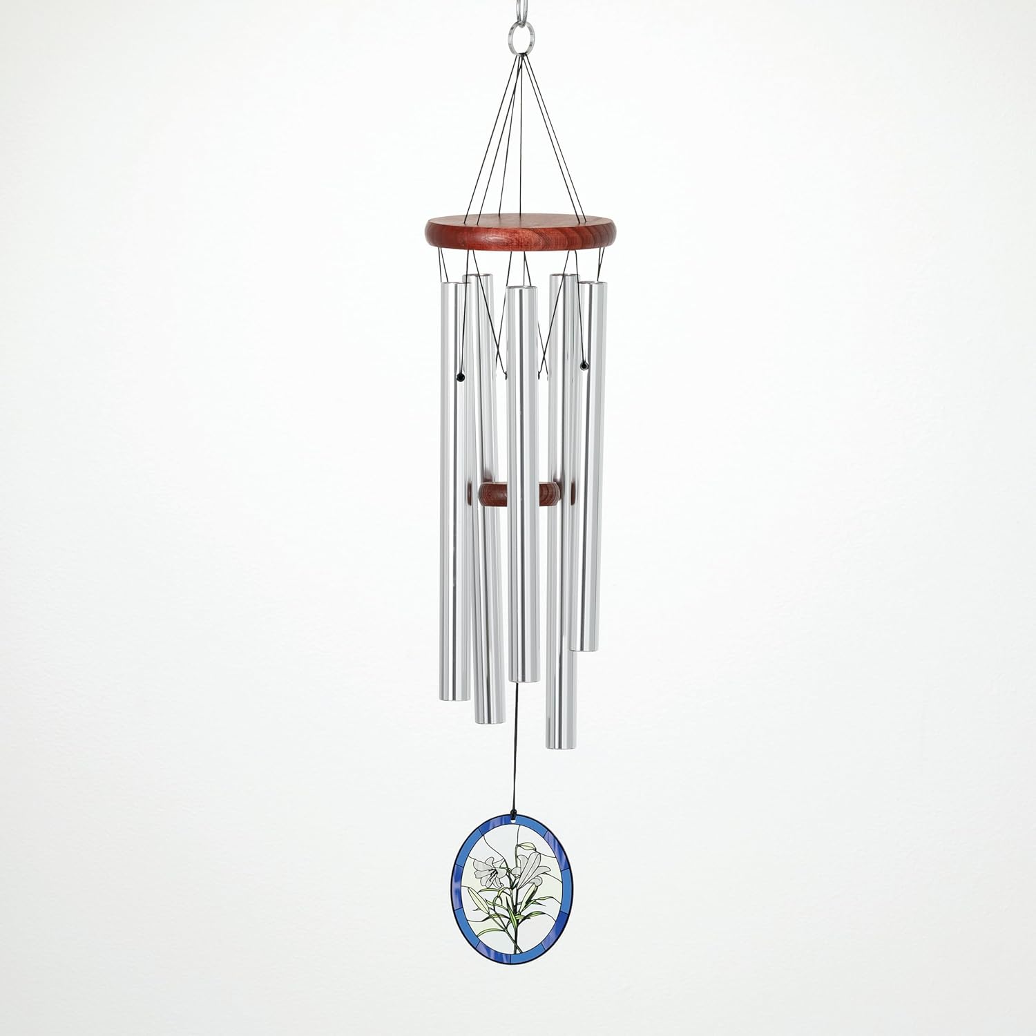 Woodstock Wind Chimes for Outside, Garden, Patio, Porch and Outdoor Decor (26'') Silver Woodstock Decor Wind Chimes Lily (DEL)