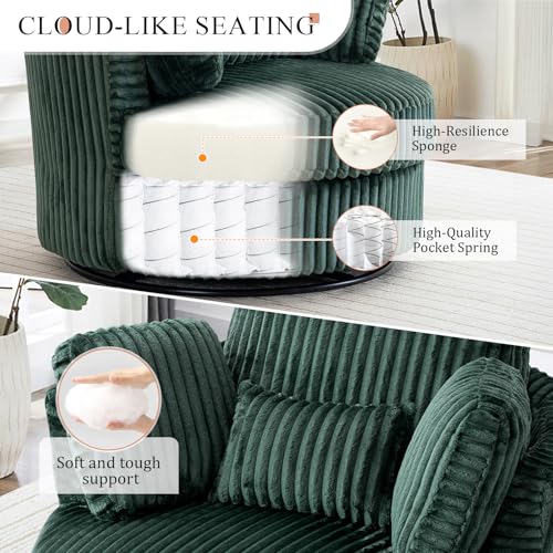 Swivel Barrel Chair with Ottoman for Living Room Bedroom, White W553228