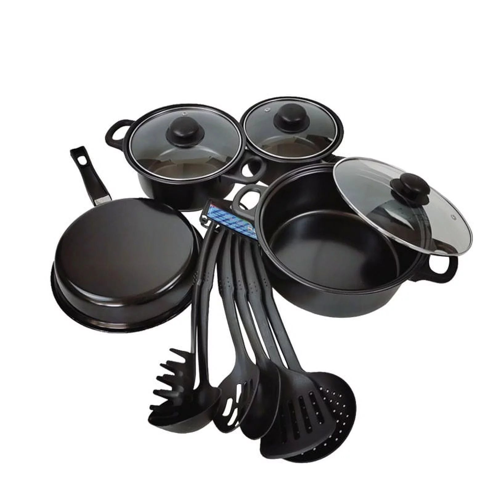Non-Stick Cookware Set, 13 Piece, Portable with Glass Lids J188