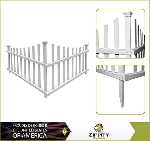 Vinyl Corner Picket Accent Fence, 40" W x 30" H, White A6843