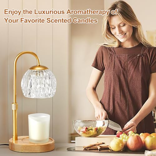 Candle Warmer Lamp with Timer and Dimmer, Adjustable Height, Gold J4263