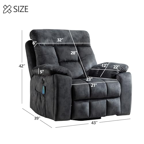 Large Power Lift Recliner Chair with Massage and Heat for Elderly, Wide Recliners with Cup Holders and USB Port A688
