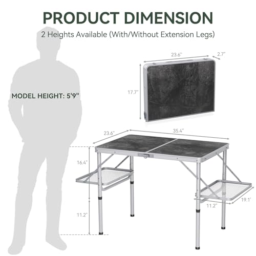 Folding Camping Table Small 2ft Portable Aluminum W647