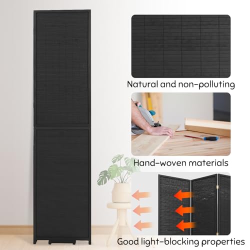 Bamboo Room Divider Folding Privacy Screen, 4 Panel, Beige T32841