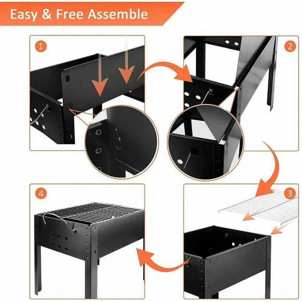 Charcoal Grill, 14" Portable BBQ Smoker with Wheels K672
