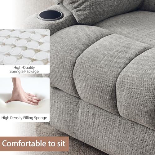 Swivel Recliner Chair for Adults with Massage and Heat, Fabric, Lime Gray B7507