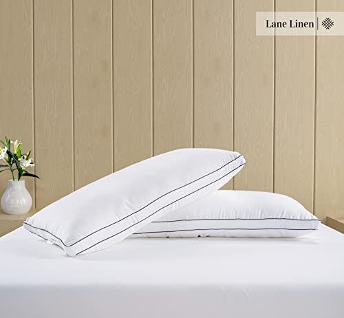 Bed Pillows King Size Set of 2 - Soft Gusseted Pillow for Sleepers - Down Alternative - White N2389
