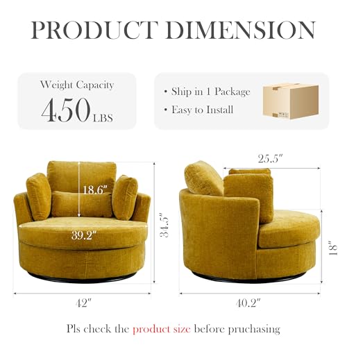 Oversized Swivel Barrel Chair with Ottoman, Chenille, Beige X252712