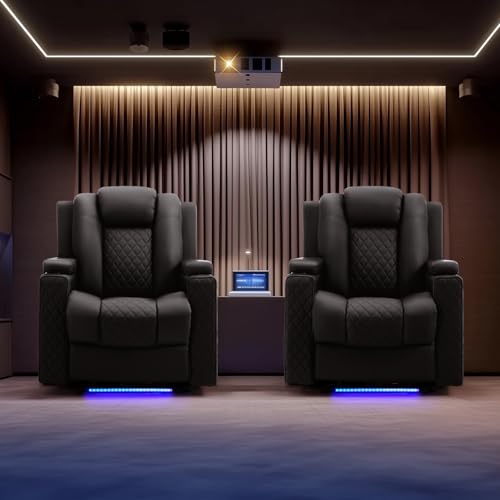 Power Recliner Chair PU Leather Electric Massage Sofa with Cup Holders and LED Lighting J84527