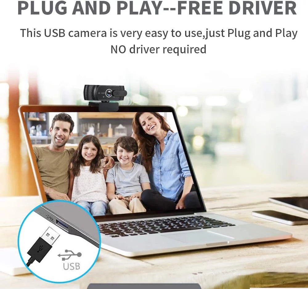 Webcam with Microphone, 1080P HD, Privacy Shutter and Tripod Stand V710748