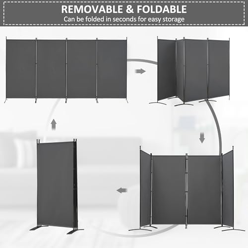 3 Panel Room Divider Folding Partition Privacy Screen, Freestanding Fabric Panel, 102" W x 71" H, Black V153