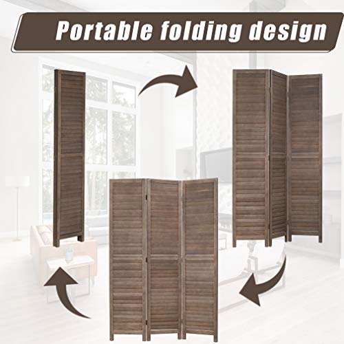 6 Panel Wood Room Divider Freestanding White 5.57 FT S6393