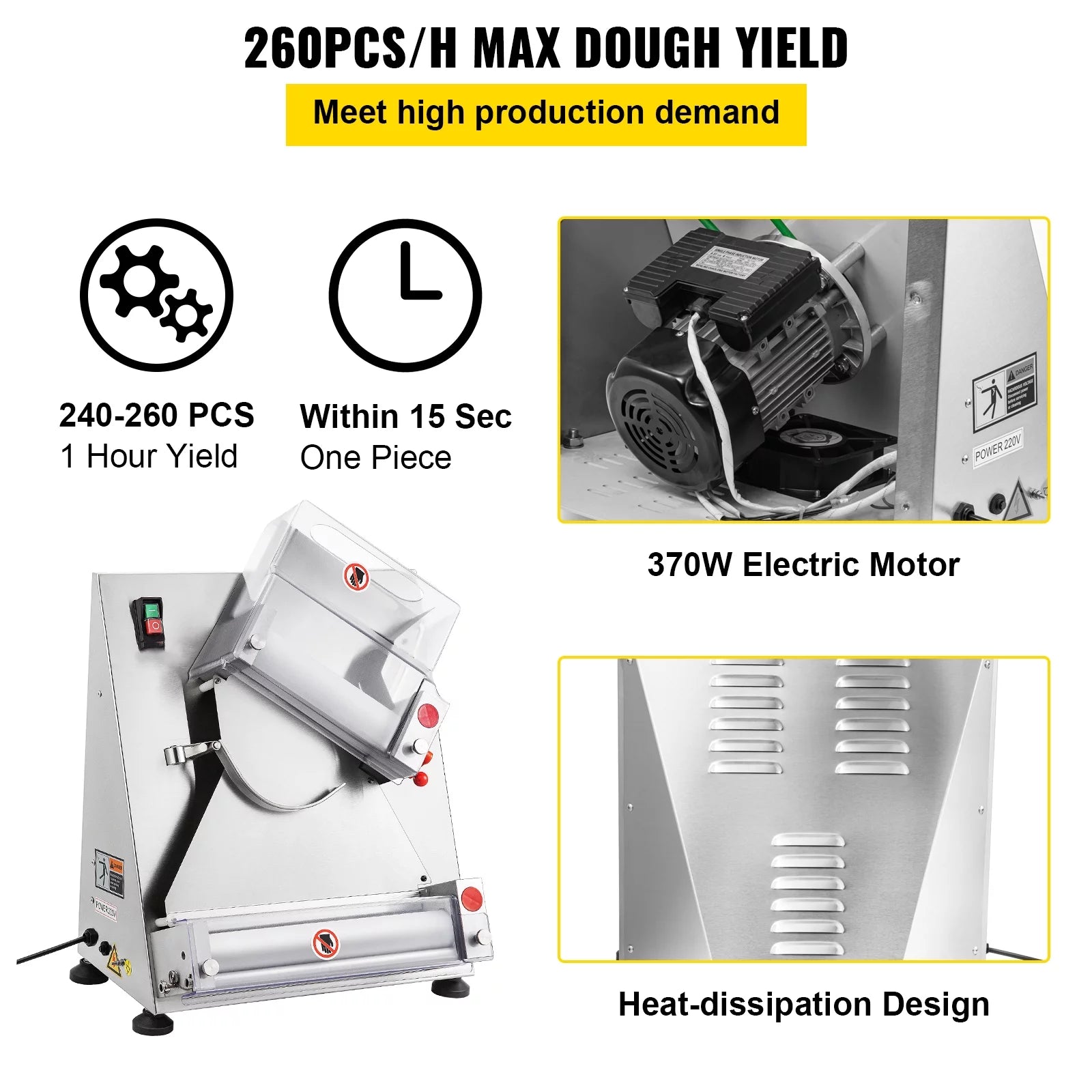 Electric Dough Sheeter Pizza Roller Stainless Steel 12'' E236