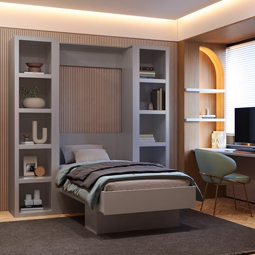 Queen Murphy Wall Bed with Two Bookshelves Y365306