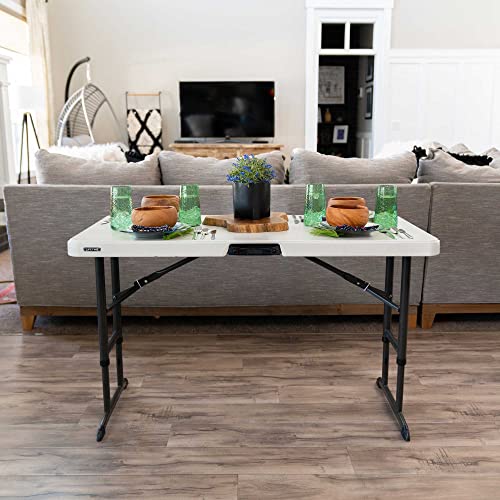 4-Foot Commercial Adjustable Folding Table, Almond E21012