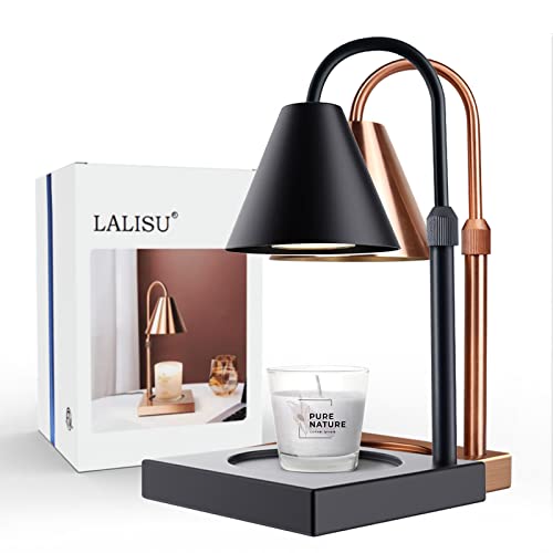 Candle Warmer Lamp, Dimmable Metal Candle Lamp Warmer Height Adjustable, Compatible with Yankee Candle and 3 Wick Large Jars, Candle Warmer Lamps Scented Wax for Home Decor (Metal Base-Rose Gold)