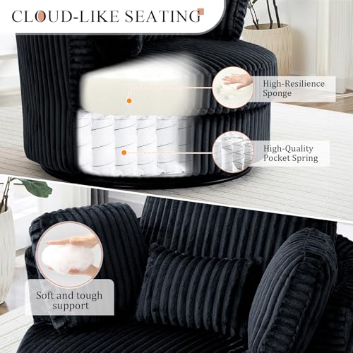 Swivel Barrel Chair with Ottoman for Living Room Bedroom, White W553228