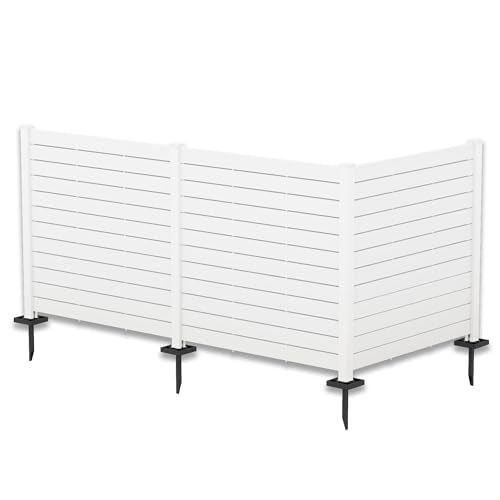 Kozyard 50"W x 47"H Outdoor Privacy Screens - Air Conditioner Fence Panels, Pool Equipment Enclosure, Trash Can Screens Fence Kit for Outside Backyard Patio (2 White Panels)
