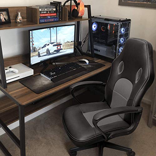 High Back Ergonomic Leather Gaming Chair, Adjustable (Blue) R643180