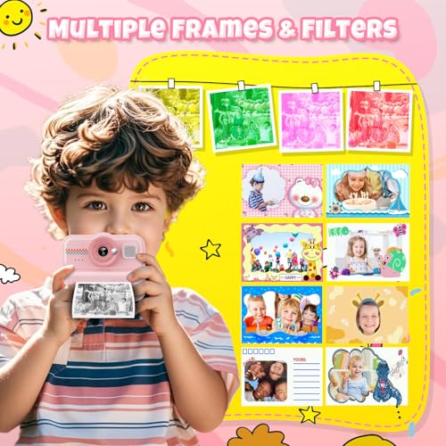 Kids Instant Print Camera 1080P HD with 3 Rolls Paper & 32GB Card V473