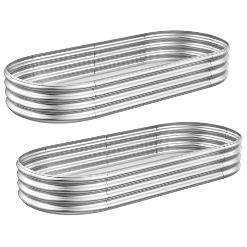 Metal Raised Garden Bed 2Sets Galvanized Planter Box for Vegetables, Flowers, Herbs, and Succulents