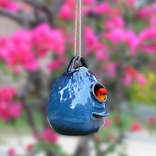 Ceramic Hanging Birdhouse for Outdoor Wild Birds U660