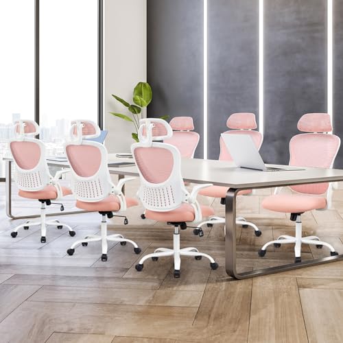 Ergonomic High-Back Mesh Office Chair with Wheels, Pink X2221