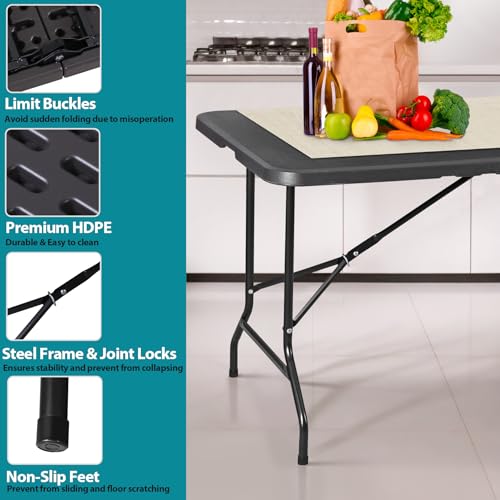 Portable 4 Foot Plastic Folding Table, Indoor Outdoor Heavy Duty, White R80992