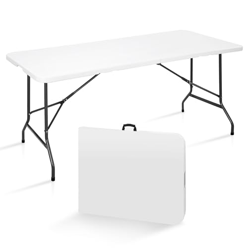 Portable 4 Foot Plastic Folding Table, Indoor Outdoor Heavy Duty, White R80992