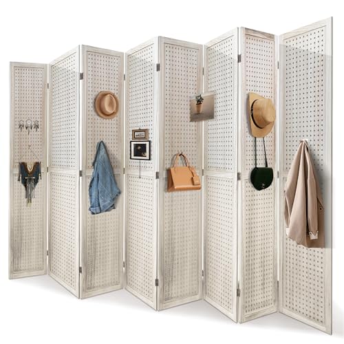 6 Panel Wooden Room Divider with Shelves B102027