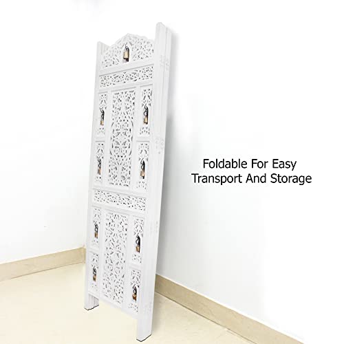 4 Panel Folding Wood Room Divider, Antique Brown, 72 x 80 L396608