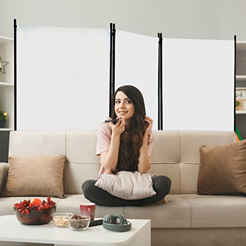 4 Panel Folding Room Divider Privacy Screen with Steel Frame P539789