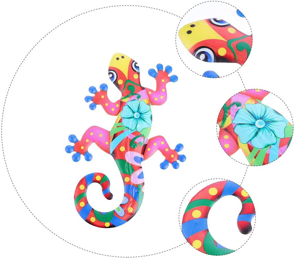 Iron Gecko Wall Art Decor 3D Metal Sculpture Hanging Ornament C7977