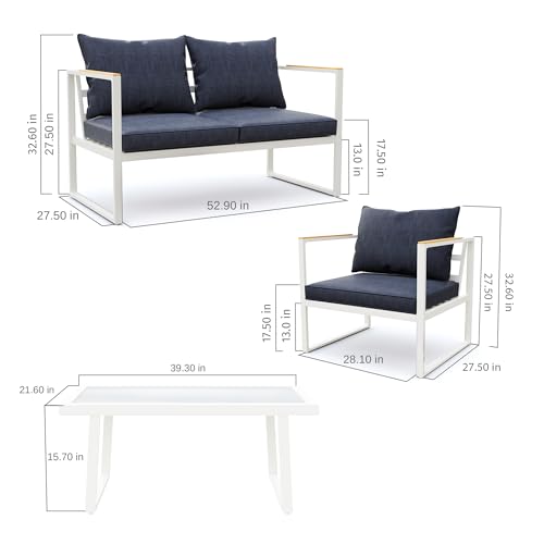 4-Piece Outdoor Patio Set with Sofa and Tempered Glass Table F97509